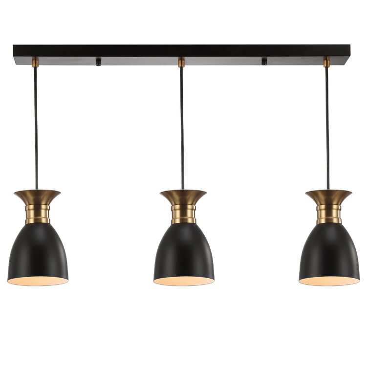 Bullington 3 - Light Black/Brass Gold Kitchen Island Pendant